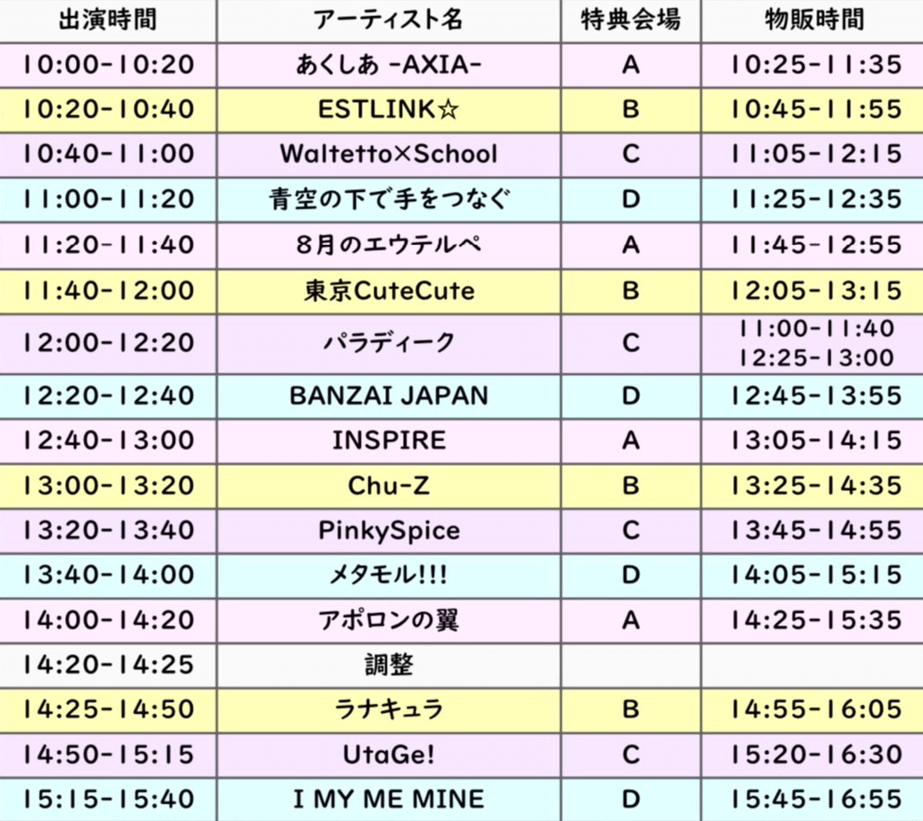 『喰らいマックス× rock field 2024』season１《DAY1》タイムテーブル