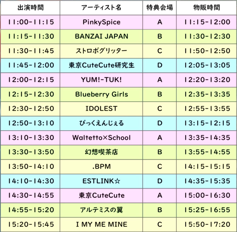 GOOD×FIELD girls FESTIVAL 2024 タイムテーブル